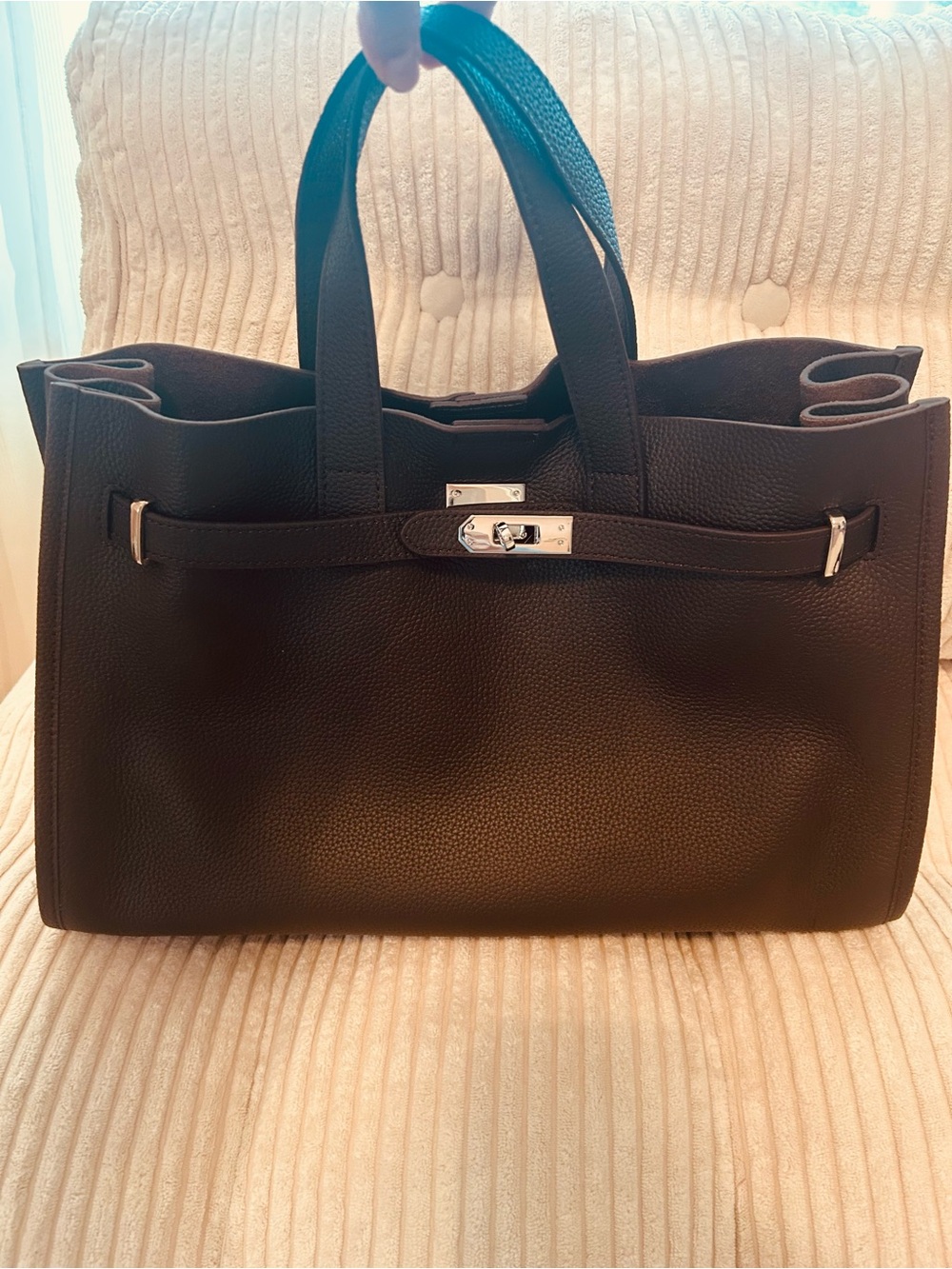 BOGDANA Urban Luxe Tot chocolate brown genuine Leather Tote with Silver Hardware - Picture 2 of 8
